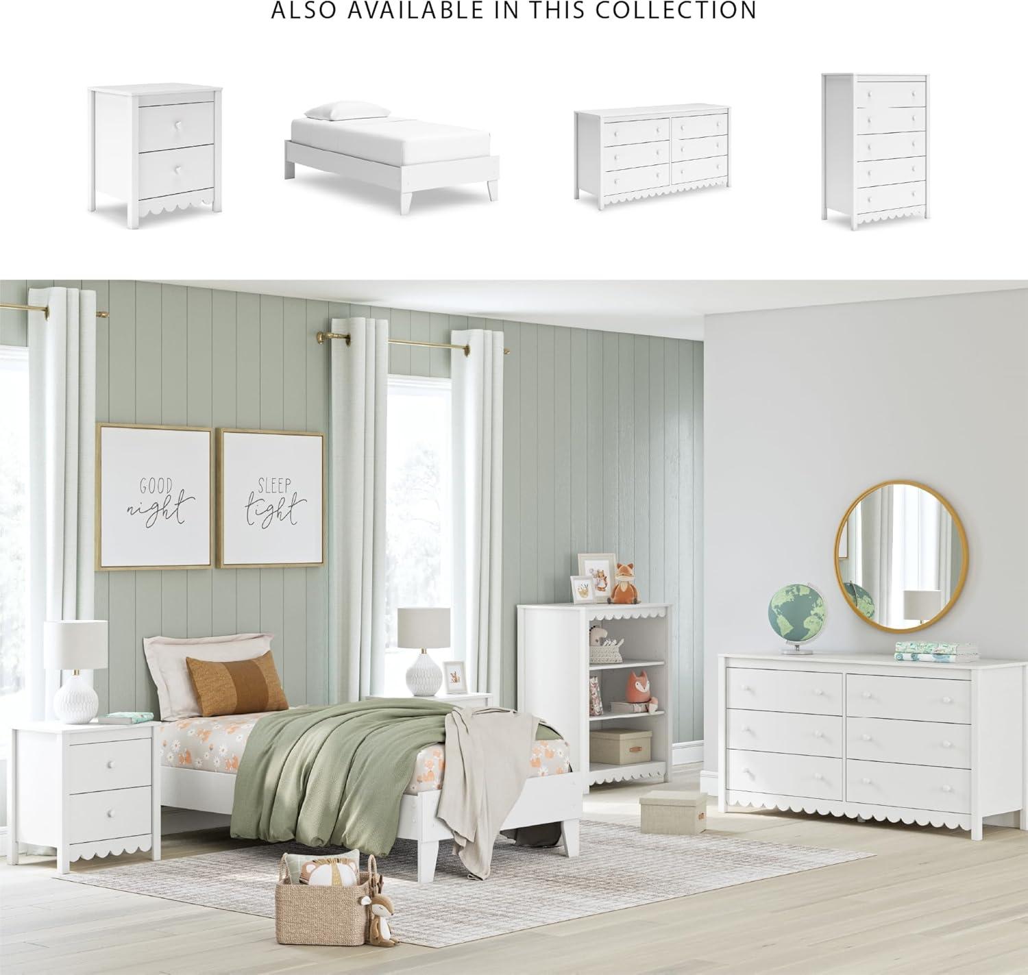 imageSignature Design by Ashley Hallityn Coastal 6Drawer Dresser with Safety Stop and Scalloped Design WhiteWhite