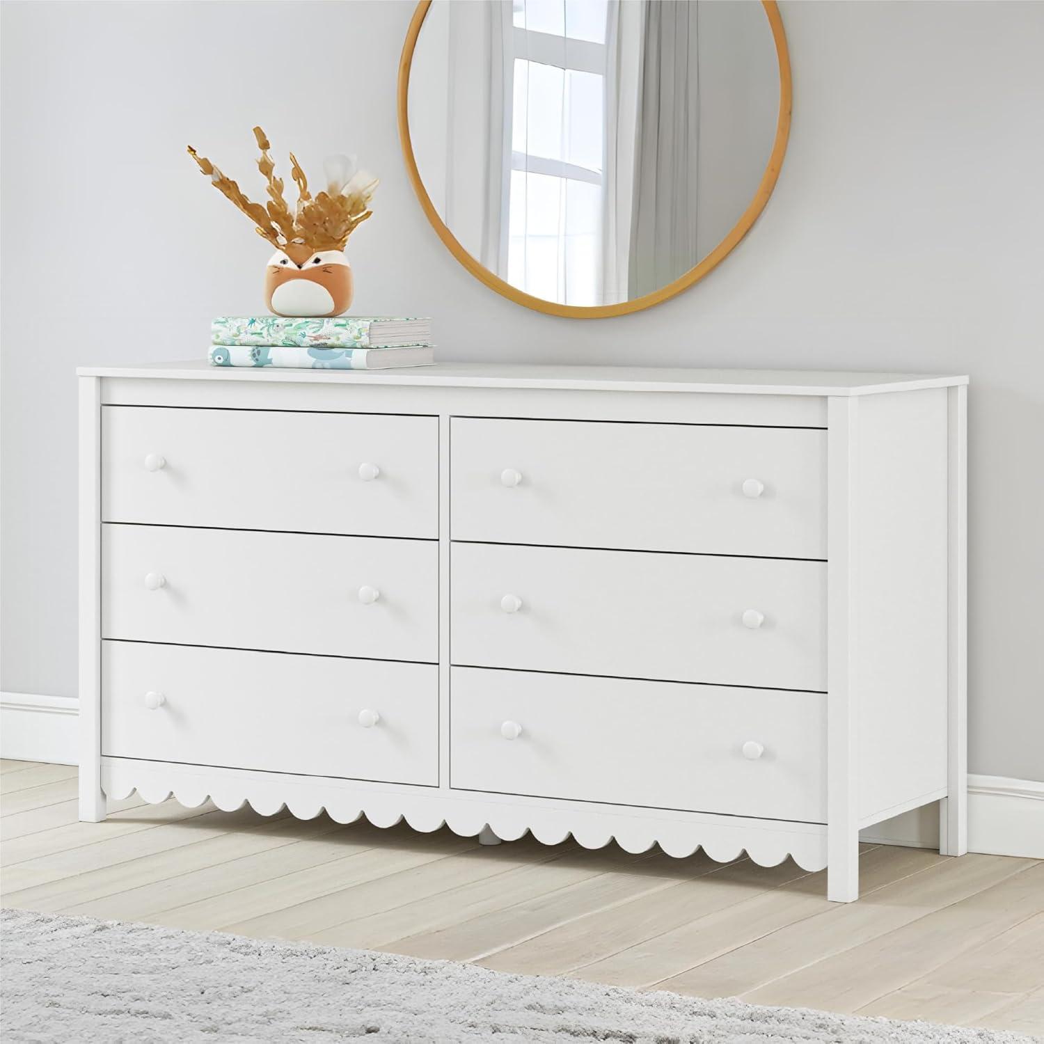 imageSignature Design by Ashley Hallityn Coastal 6Drawer Dresser with Safety Stop and Scalloped Design WhiteWhite