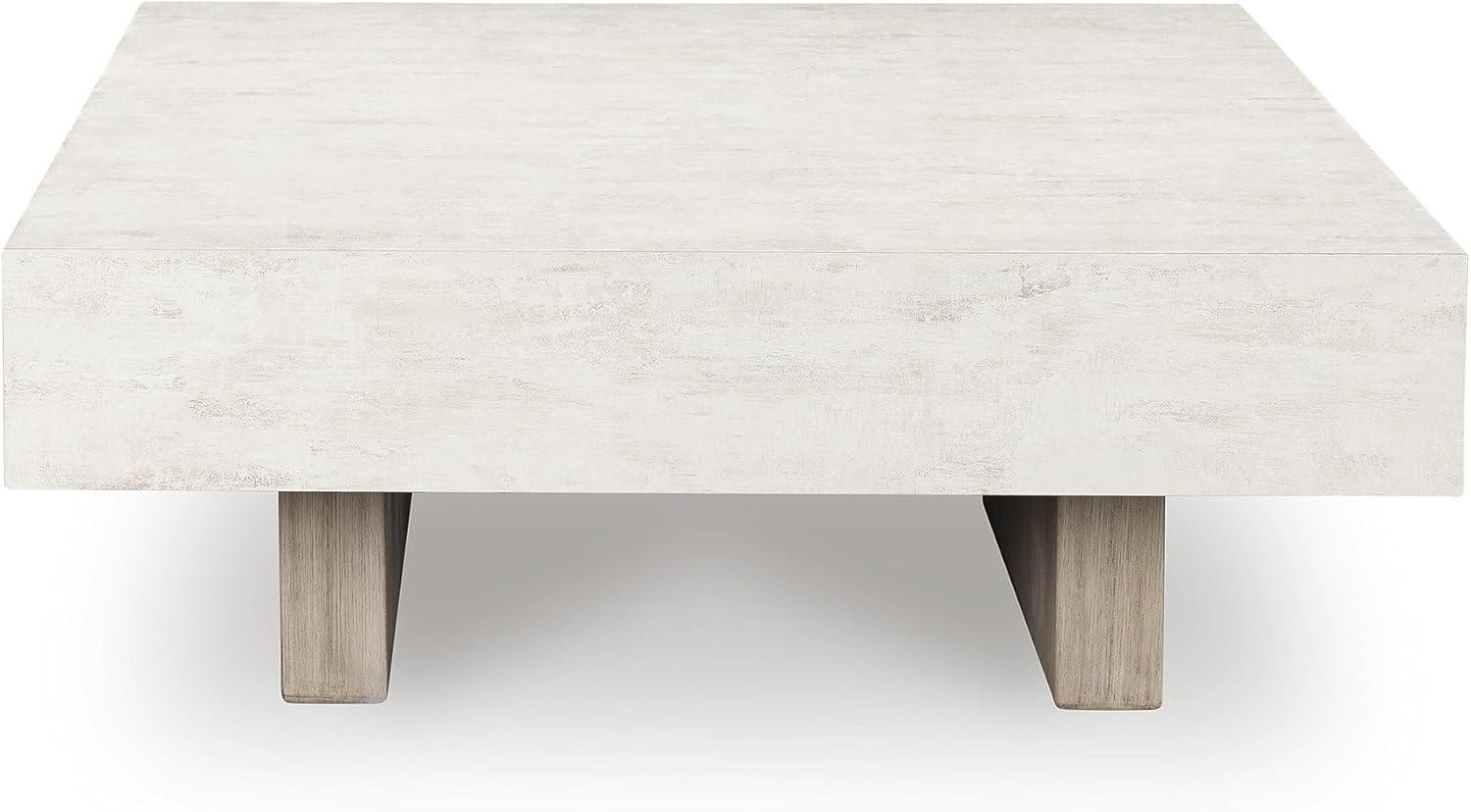imageSignature Design by Ashley Jorlaina Contemporary Heat and Scratch Resistant Coffee Table with Faux Cement Tabletop Light Gray amp Taupe