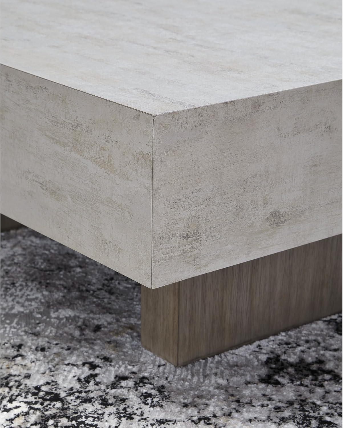imageSignature Design by Ashley Jorlaina Contemporary Heat and Scratch Resistant Coffee Table with Faux Cement Tabletop Light Gray amp Taupe