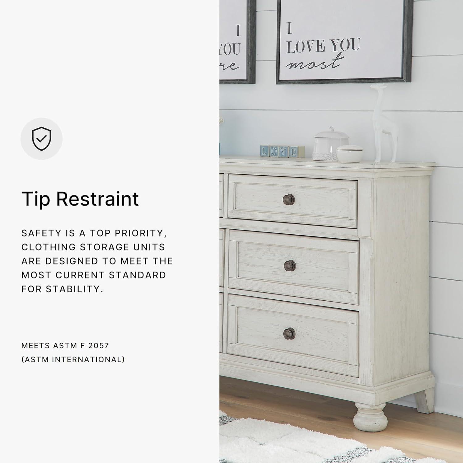 imageSignature Design by Ashley Robbinsdale Casual Dresser with FeltLined Upper Drawer White