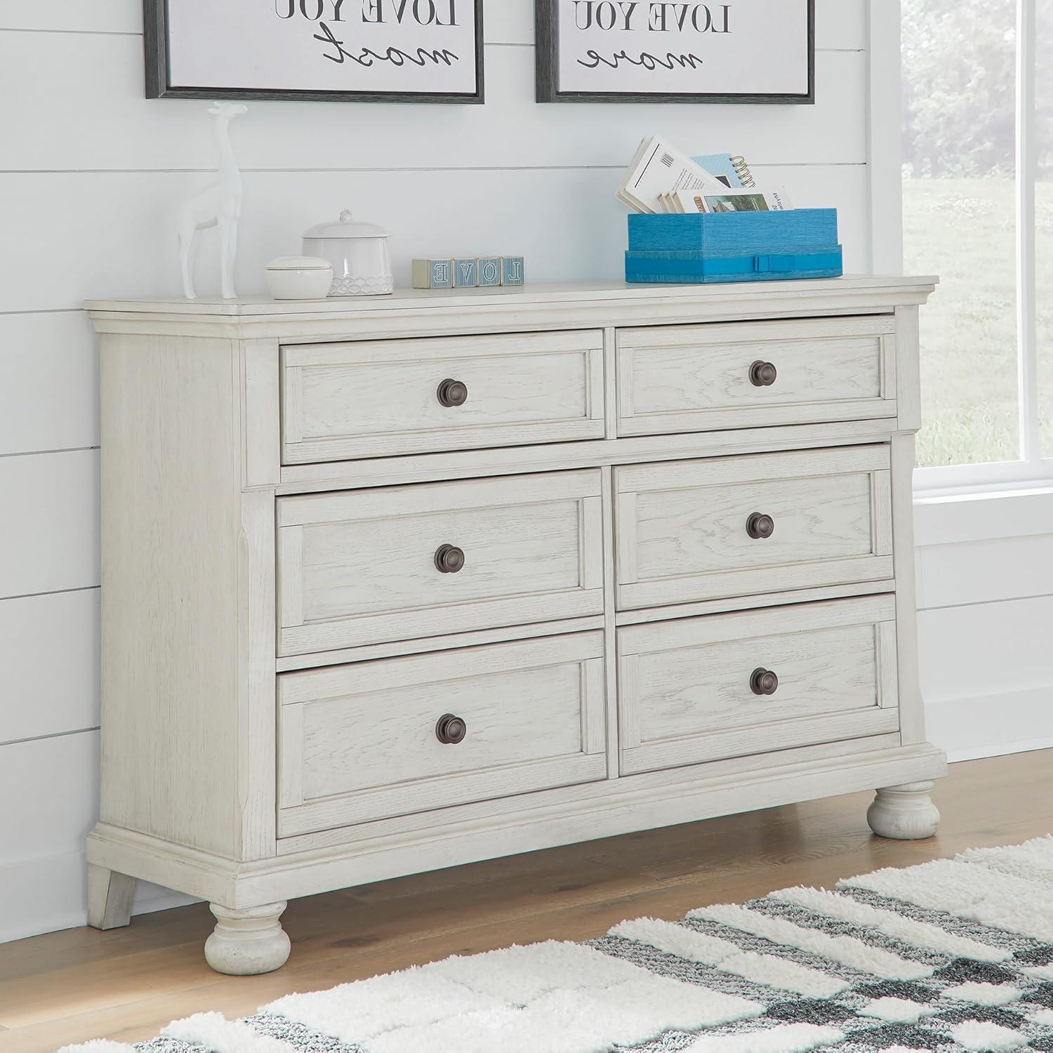 imageSignature Design by Ashley Robbinsdale Casual Dresser with FeltLined Upper Drawer White