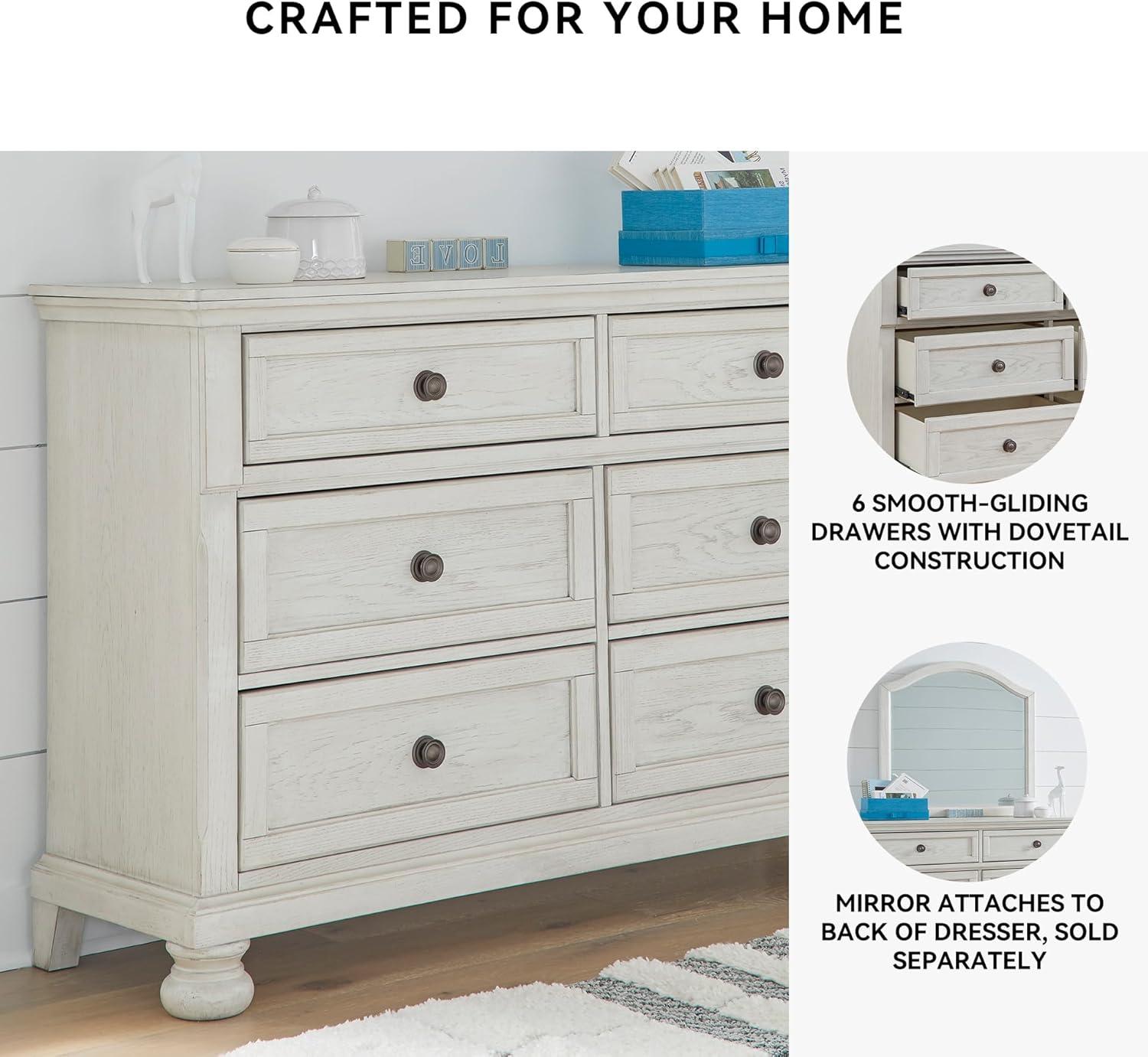 imageSignature Design by Ashley Robbinsdale Casual Dresser with FeltLined Upper Drawer White