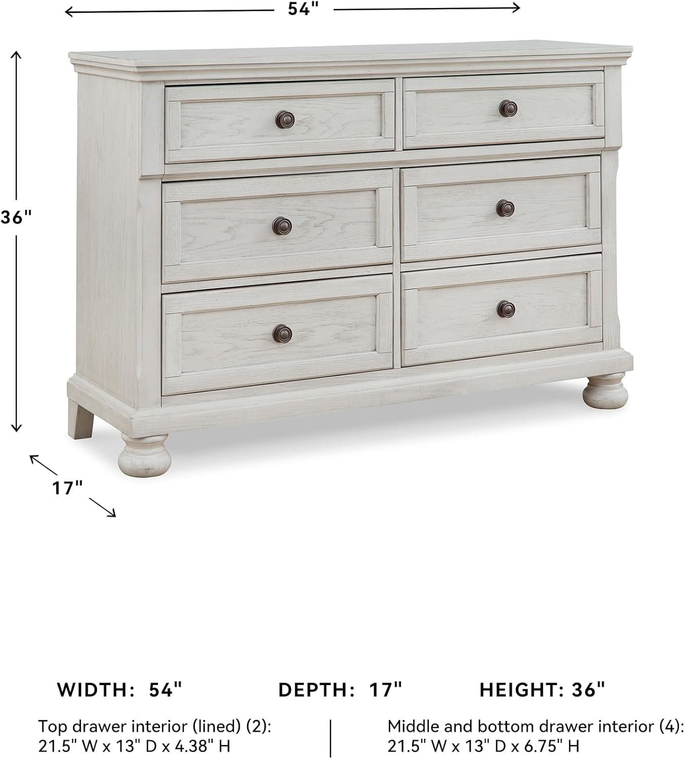 imageSignature Design by Ashley Robbinsdale Casual Dresser with FeltLined Upper Drawer White