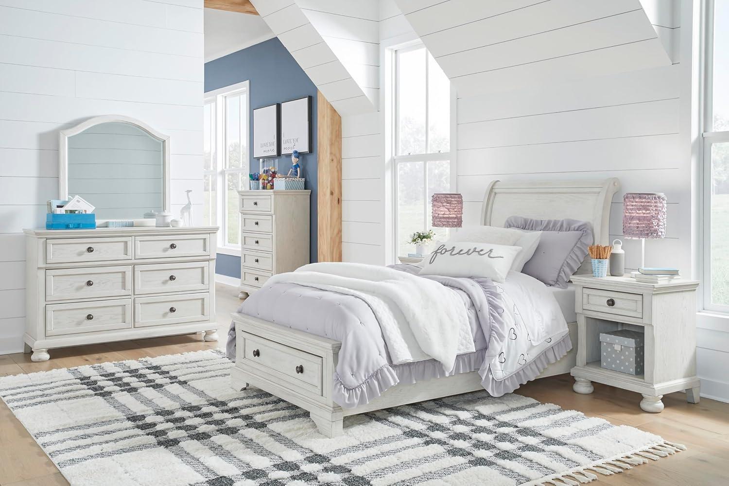imageSignature Design by Ashley Robbinsdale Casual Dresser with FeltLined Upper Drawer White
