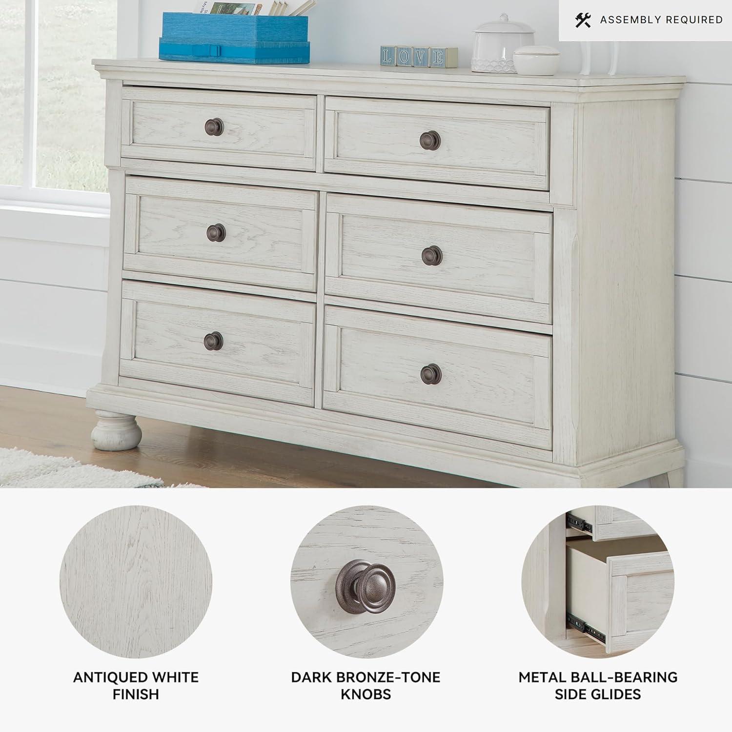 imageSignature Design by Ashley Robbinsdale Casual Dresser with FeltLined Upper Drawer White