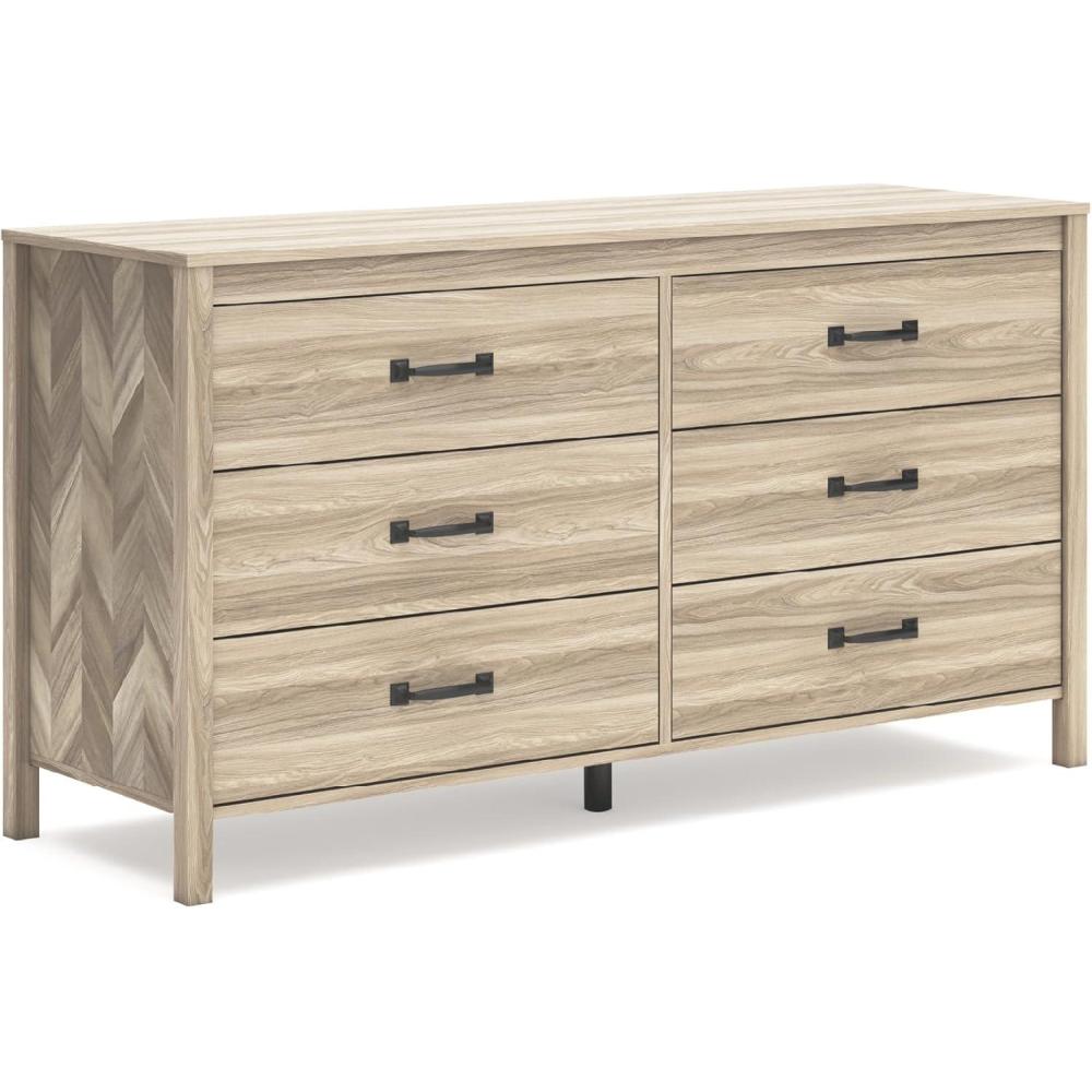 imageSignature Design by Ashley Hallityn Coastal 6Drawer Dresser with Safety Stop and Scalloped Design WhiteBeige