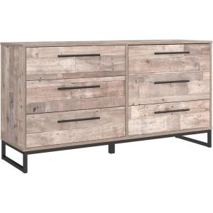 Signature Design by Ashley Socalle Modern 6-Drawer Dresser with Safety Stop, White & Metallic(Whitewash/Black-1)