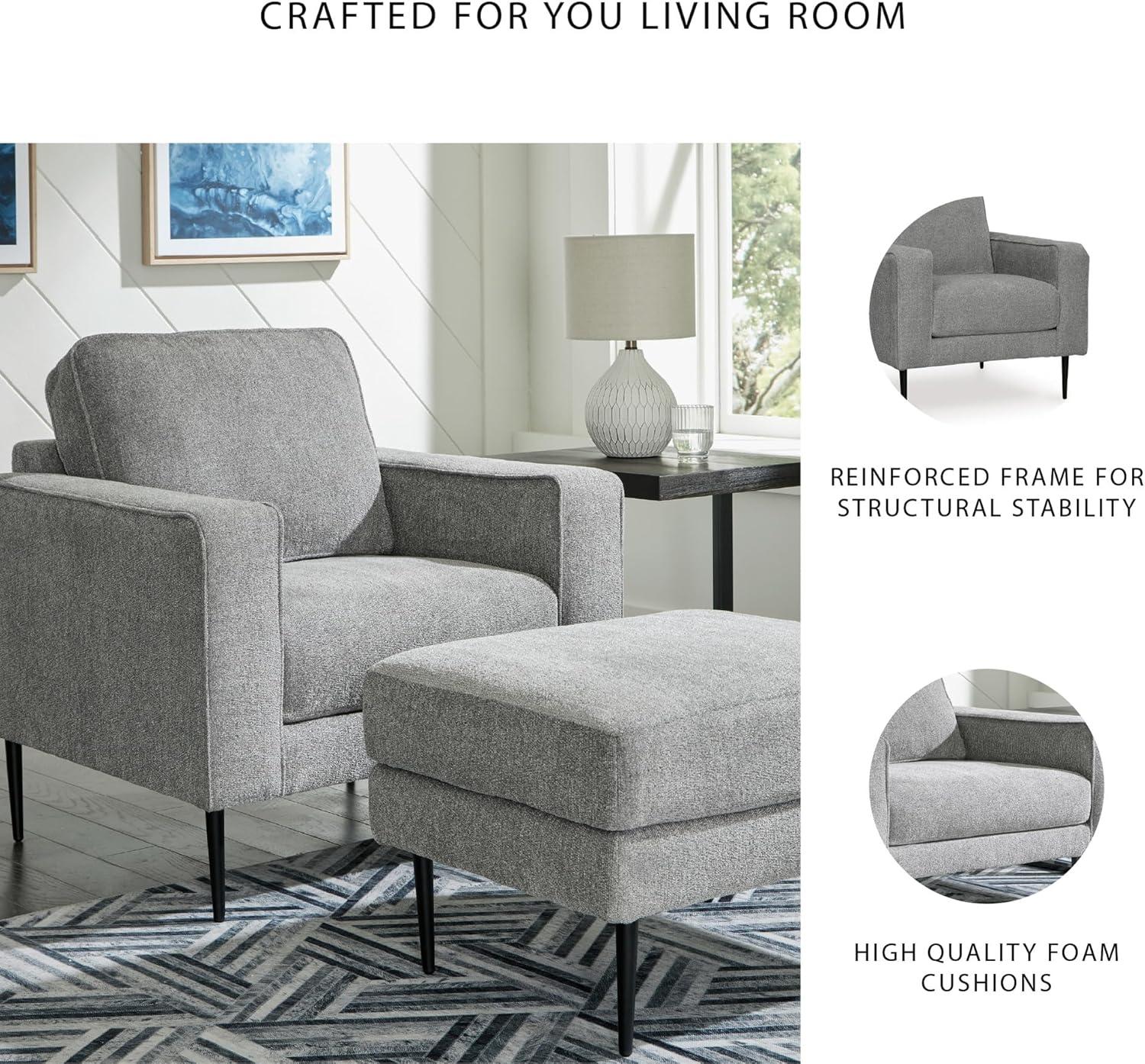 imageSignature Design by Ashley Hazela Accent Chair Modern SlimProfile Upholstered with Black Metal Legs Cozy Seating for Living Room Bedroom or Small Spaces