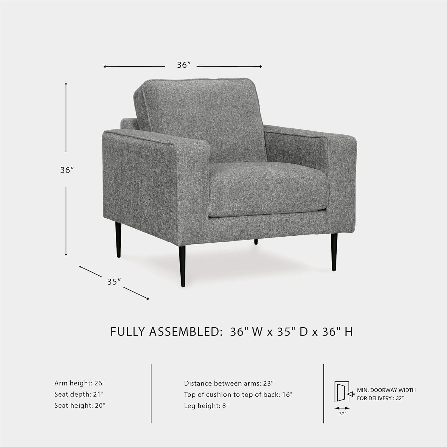 imageSignature Design by Ashley Hazela Accent Chair Modern SlimProfile Upholstered with Black Metal Legs Cozy Seating for Living Room Bedroom or Small Spaces