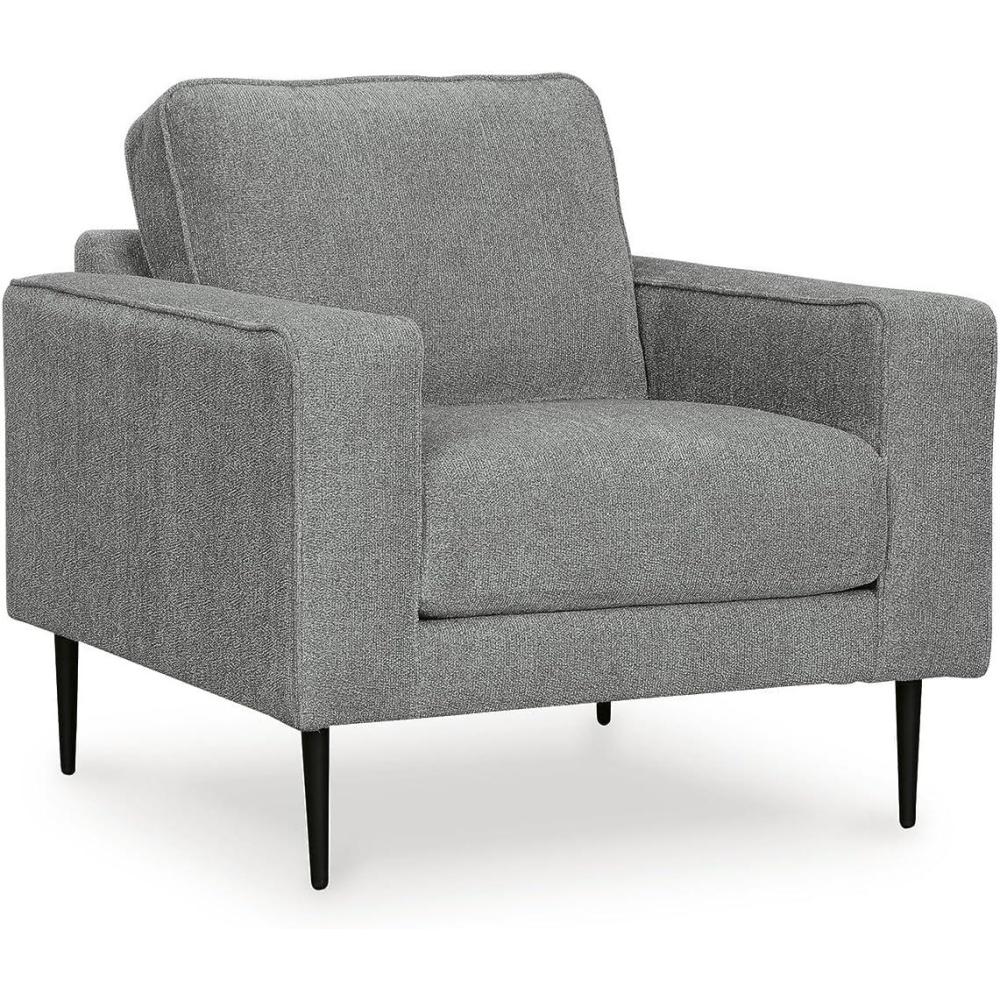 imageSignature Design by Ashley Hazela Accent Chair Modern SlimProfile Upholstered with Black Metal Legs Cozy Seating for Living Room Bedroom or Small Spaces