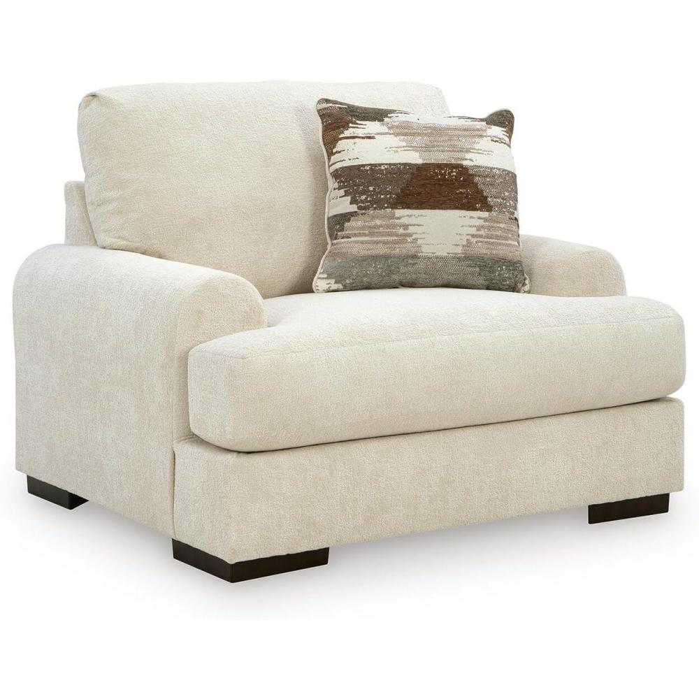 imageSignature Design by Ashley Meadowleaf Casual Upholstered Oversized Chair with 1 Accent Pillow BeigeBeige