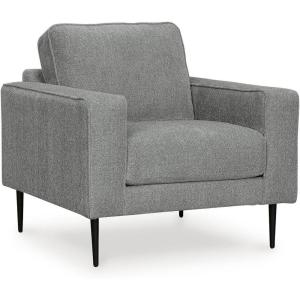 Signature Design by Ashley Hazela Accent Chair, Modern Slim‑Profile Upholstered with Black Metal Legs, Cozy Seating for Living Room, Bedroom or Small Spaces