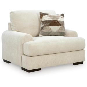 Signature Design by Ashley Meadowleaf Casual Upholstered Oversized Chair with 1 Accent Pillow, Beige(Beige)