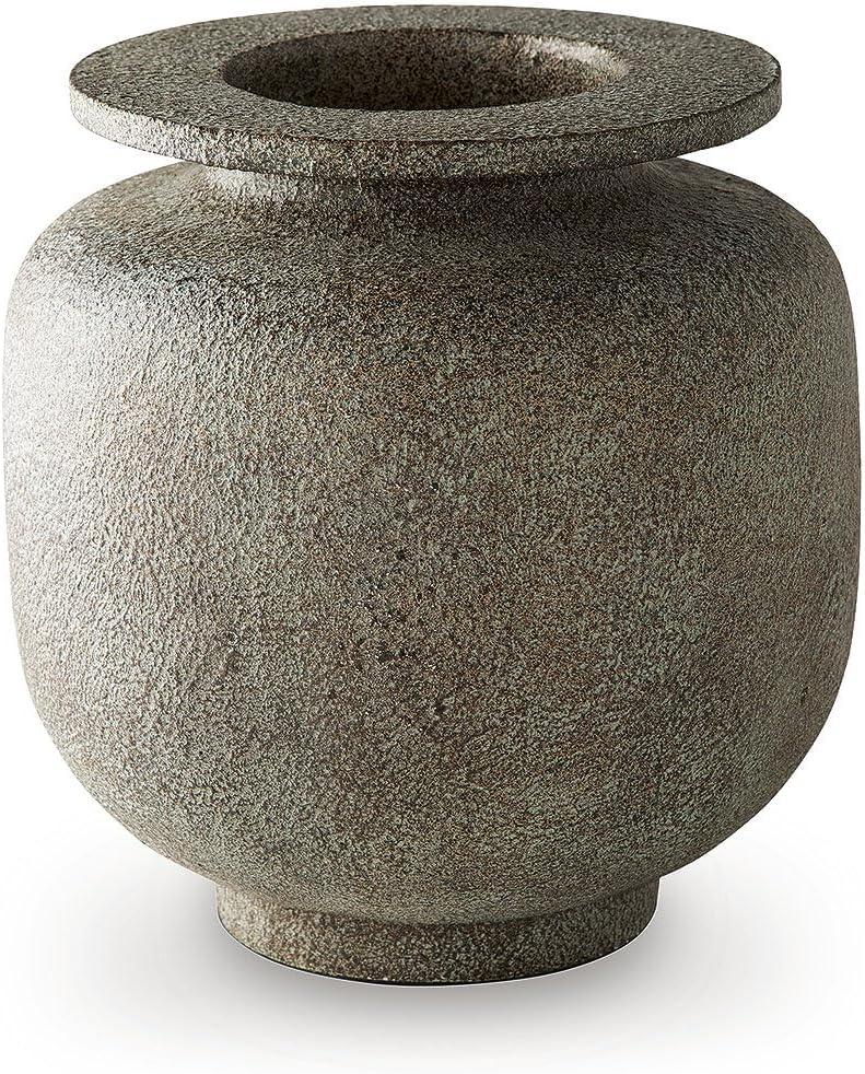 imageSignature Design by Ashley Jedwick Decorative Vase Textured Polyresin StonewareLook Centerpiece for Faux Florals Rustic Home Decor Accent for Living Room or Entryway Gray and Brown Finish