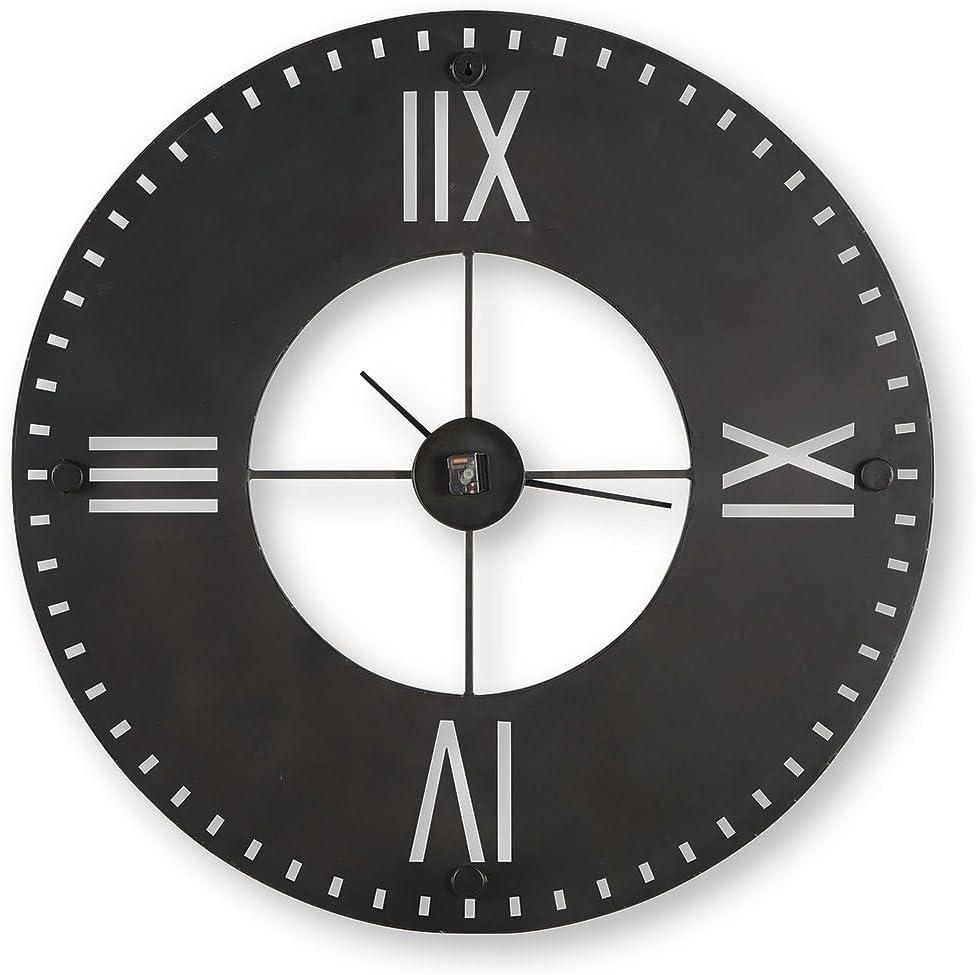 imageSignature Design by Ashley Lytle Large Decorative Wall Clock Antiqued Brown Metal with Roman Numerals Oversized Decor for Living Room or Kitchen Walls 50 W