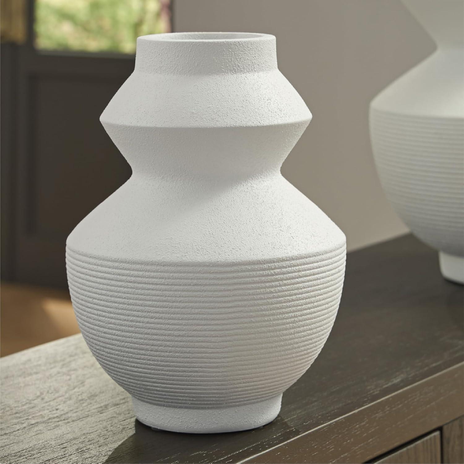 imageSignature Design by Ashley Naveen Contemporary Vase with Geometric Form Deisgn WhiteWhite