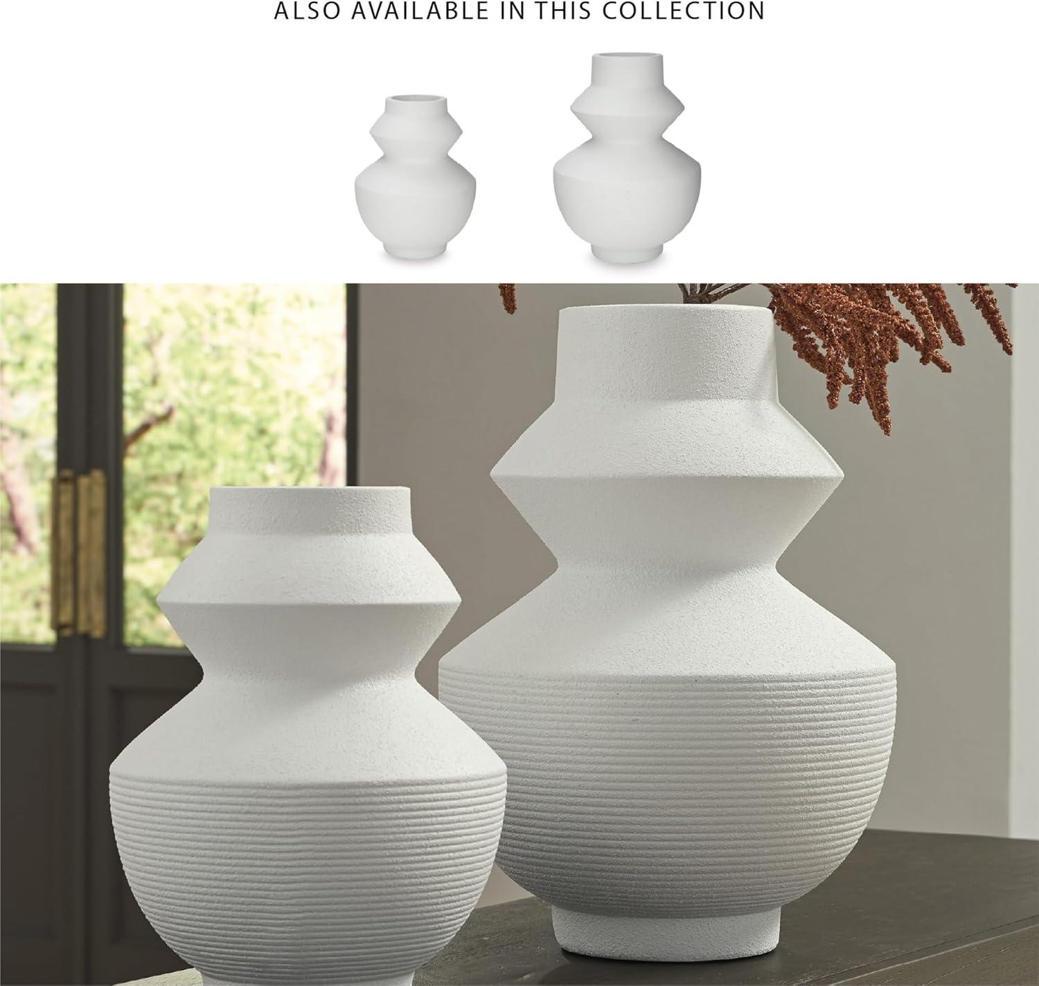 imageSignature Design by Ashley Naveen Contemporary Vase with Geometric Form Deisgn WhiteWhite