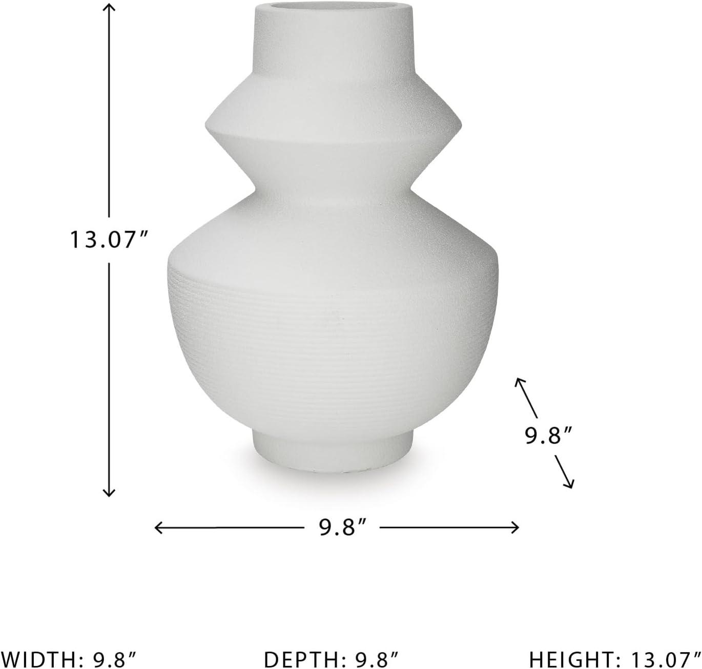 imageSignature Design by Ashley Naveen Contemporary Vase with Geometric Form Deisgn WhiteWhite