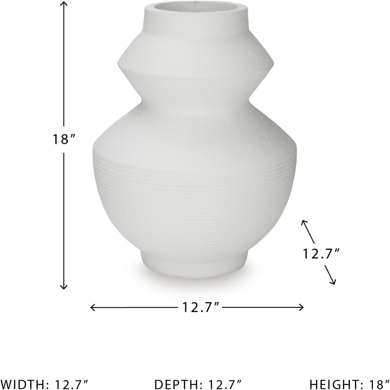 imageSignature Design by Ashley Naveen Contemporary Vase with Geometric Form Deisgn WhiteWhite