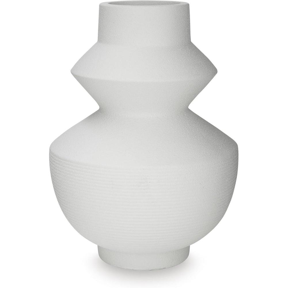 imageSignature Design by Ashley Naveen Contemporary Vase with Geometric Form Deisgn WhiteWhite
