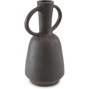 Signature Design by Ashley Aadeen Transitional Indoor 17″ Distressed Terra Cotta Tabletop Vase with Handle, Dark Brown(8.5″ W x 8.5″ D x 16″ H)