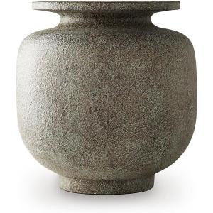 Signature Design by Ashley Jedwick Decorative Vase, Textured Polyresin Stoneware‑Look Centerpiece for Faux Florals, Rustic Home Decor Accent for Living Room or Entryway, Gray and Brown Finish