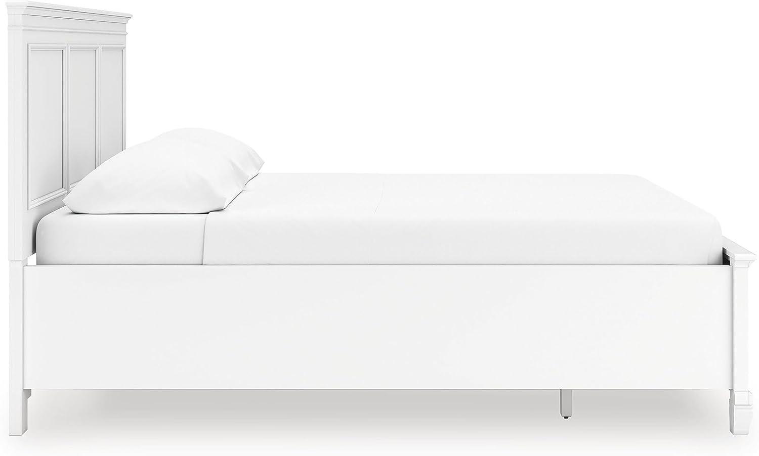 imageSignature Design By Ashley Fortman California King Panel Storage Bedframe White Painted Finish 2 Drawer Footboard Hardwood Solids and MDF No Box Spring Needed