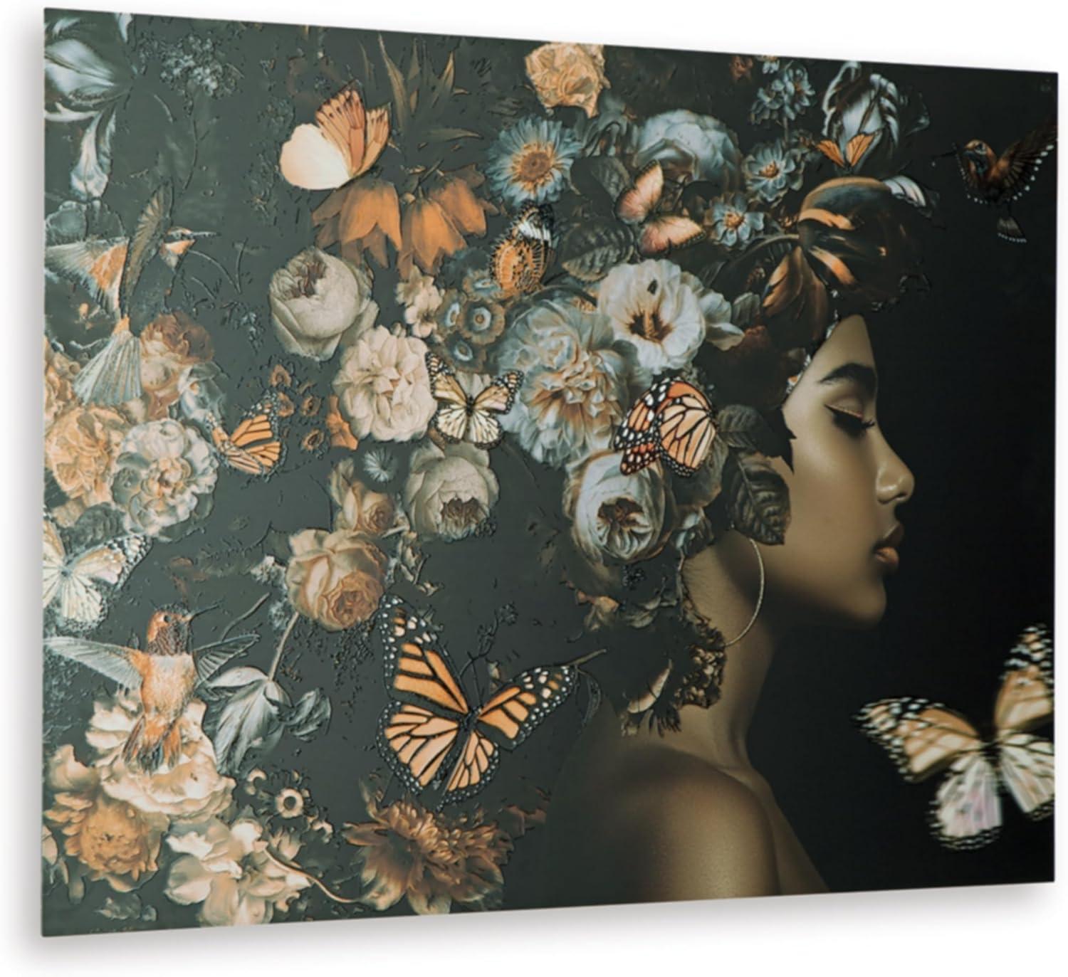 imageSignature Design By Ashley Valfer Contemporary Floral Wall Art 3D Print on Glass Sawtooth Bracket for Hanging 48 W x 1 D x 36 H OrangeBlackWhite