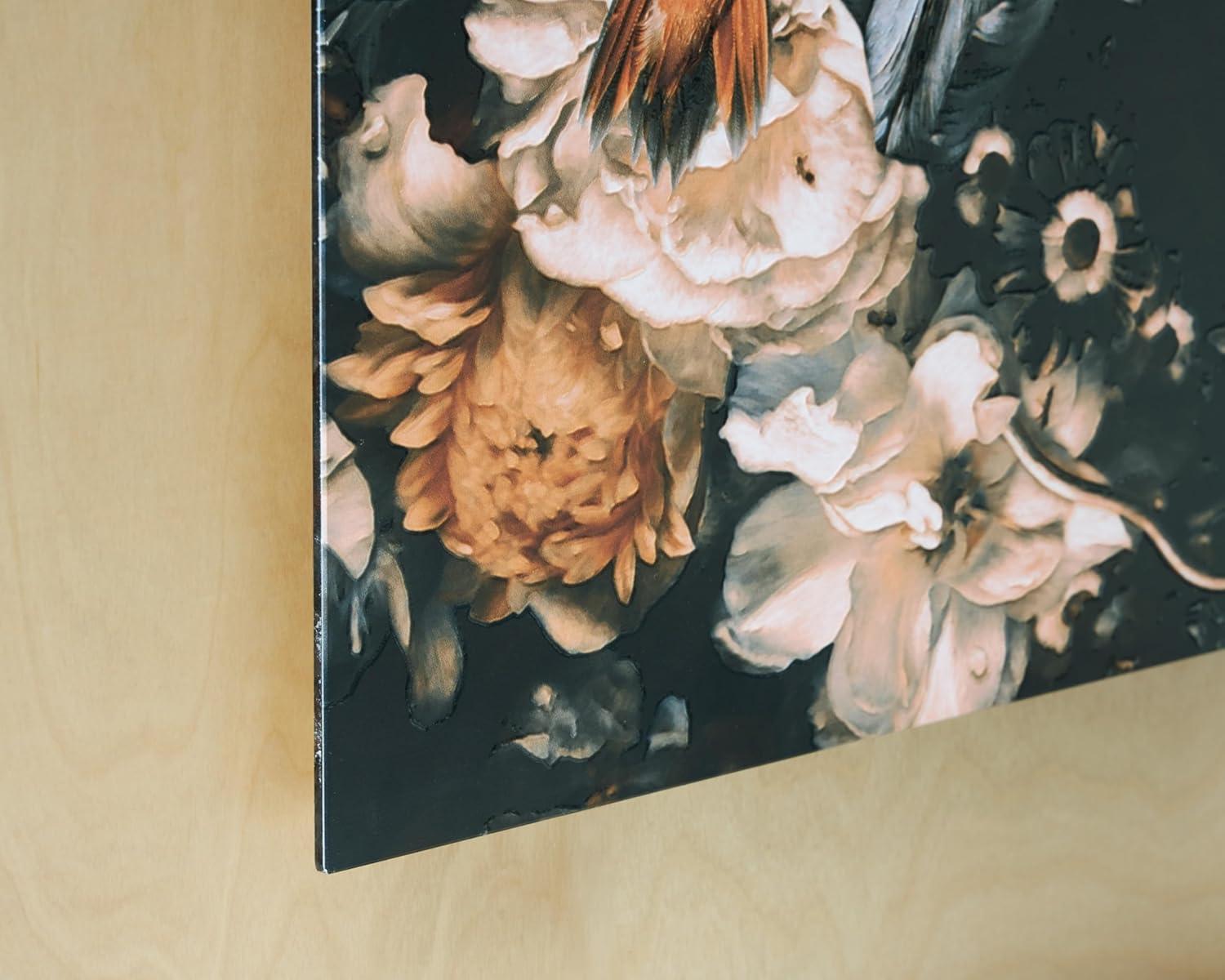 imageSignature Design By Ashley Valfer Contemporary Floral Wall Art 3D Print on Glass Sawtooth Bracket for Hanging 48 W x 1 D x 36 H OrangeBlackWhite