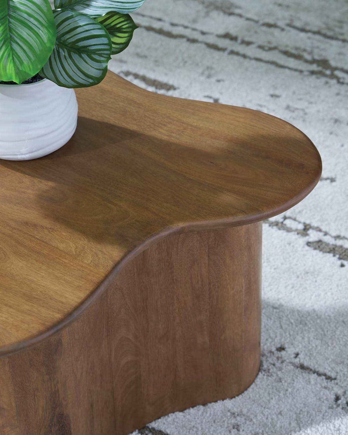 imageSignature Design by Ashley Abeford Contemporary Accent Cocktail Table Set of 2 Abstract Tabletop Design Solid Mango Wood 3263 W x 28 D x 175 H Brown