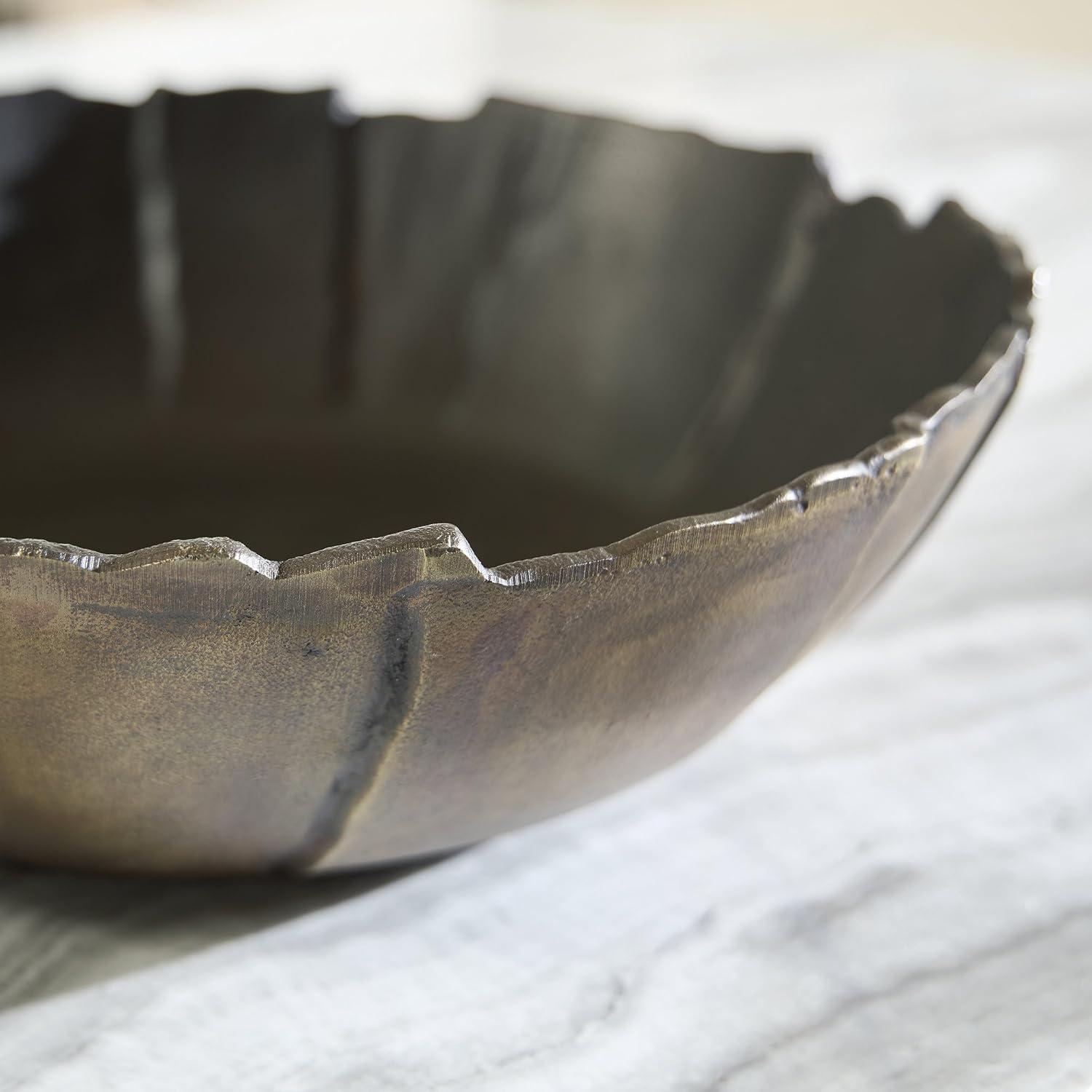 imageSignature Design by Ashley Aidman Decorative Bowl Cast Aluminum Accent With Black Interior and Antiqued Goldtone Finish for Centerpiece Displays and Table Decor 16 W x 425 H