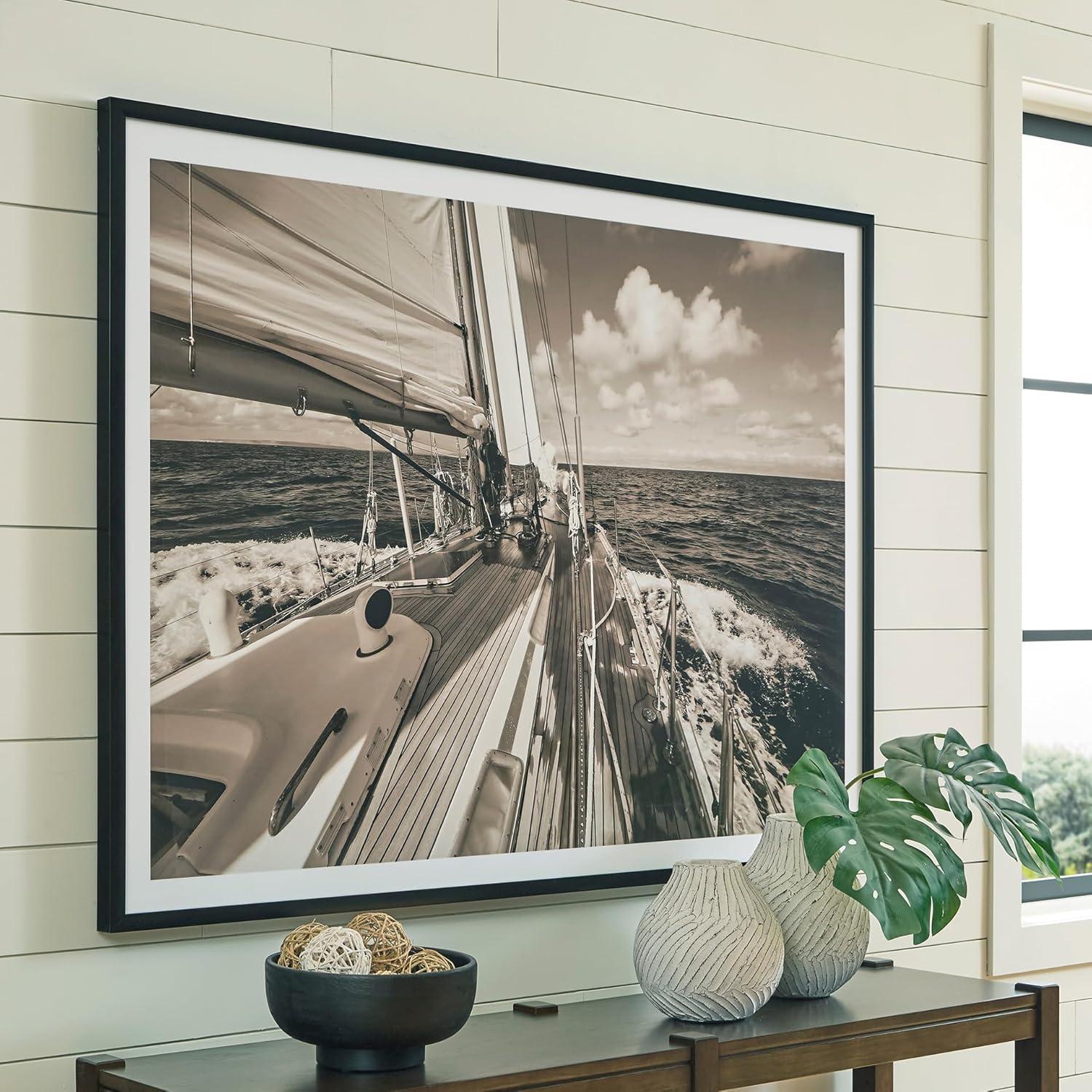 imageSignature Design by Ashley Arlanford Coastal Printed Wall Art 63 47 Inches Light Brown amp White