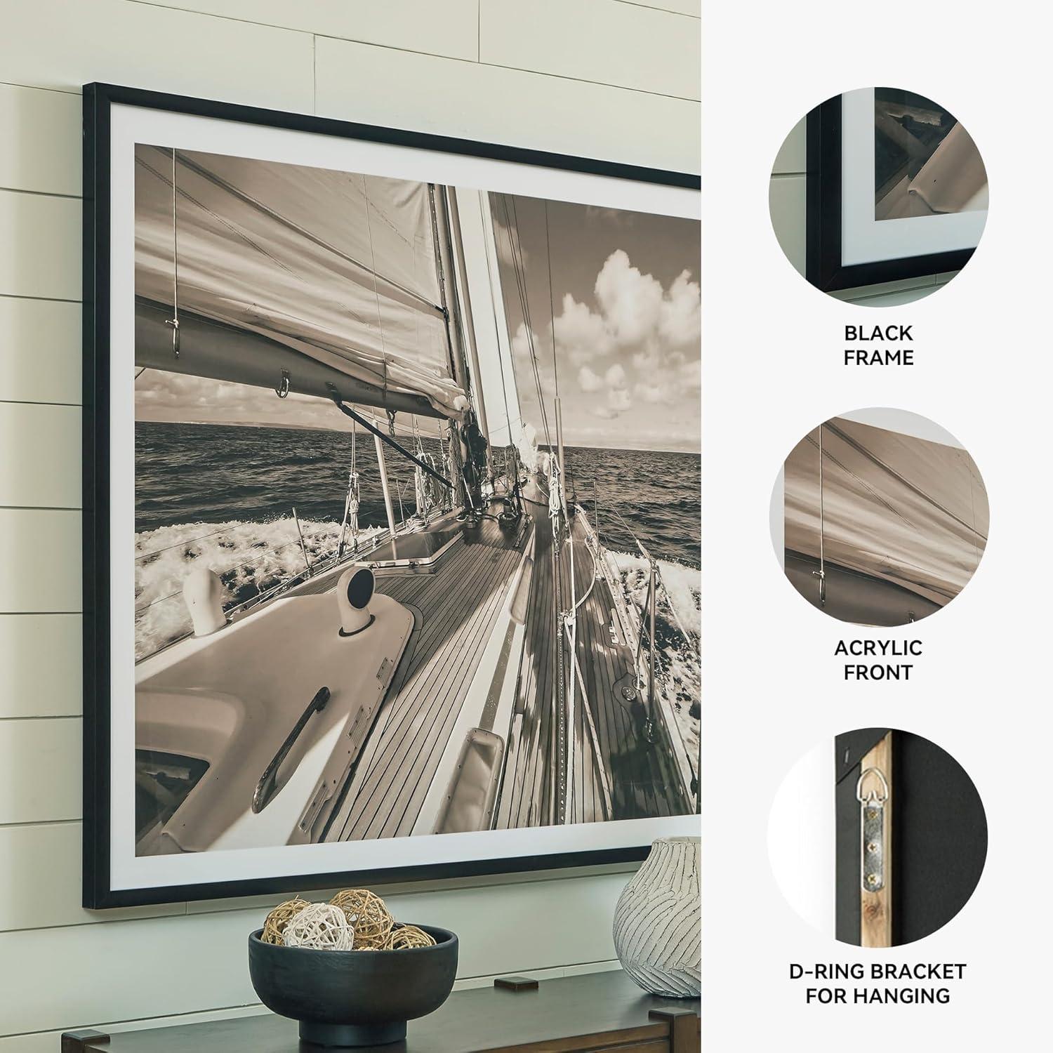 imageSignature Design by Ashley Arlanford Coastal Printed Wall Art 63 47 Inches Light Brown amp White