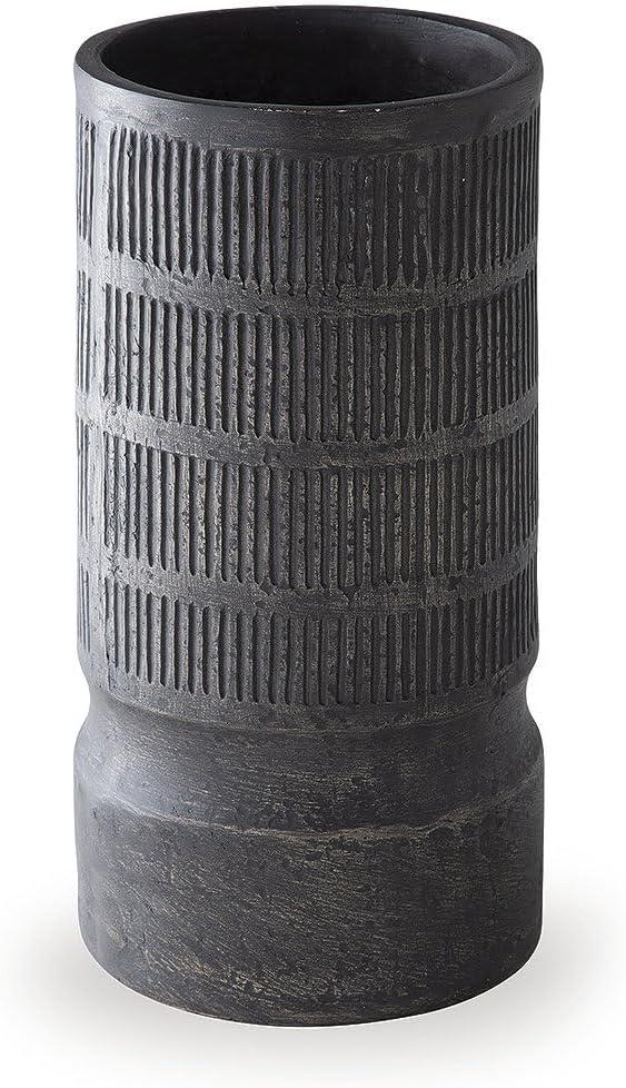 imageSignature Design by Ashley Beninworth Vase Paper Composite Decor for Faux Floral Arrangements Ridged Design Accent for Mantel or Tabletop Black 1525 H