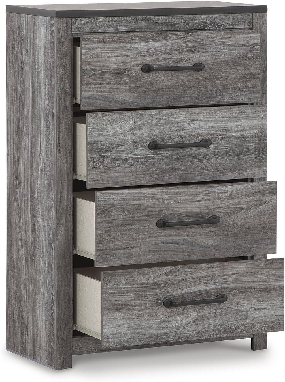 imageSignature Design by Ashley Bronyan Chest of Drawers Tall Bedroom Dresser with 4 SmoothGliding Drawers Storage Furniture with TwoTone Smoky Gray and Charcoal Finish