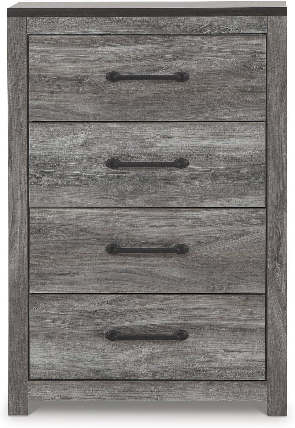 imageSignature Design by Ashley Bronyan Chest of Drawers Tall Bedroom Dresser with 4 SmoothGliding Drawers Storage Furniture with TwoTone Smoky Gray and Charcoal Finish