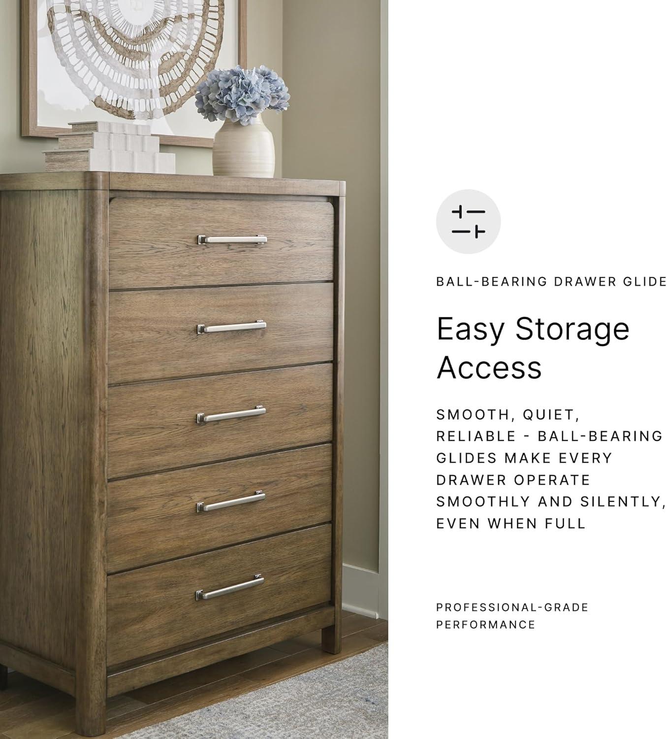 imageSignature Design by Ashley Cabalynn Casual 5 Drawer Chest with Feltlined Top Drawer for Bedroom Light Brown