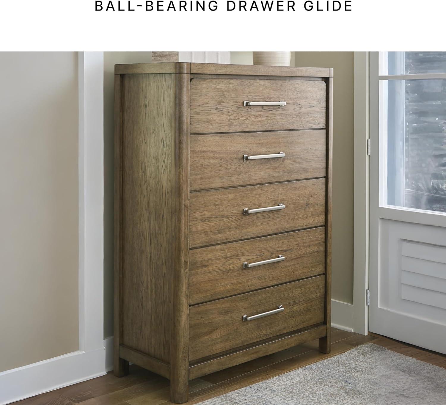 imageSignature Design by Ashley Cabalynn Casual 5 Drawer Chest with Feltlined Top Drawer for Bedroom Light Brown