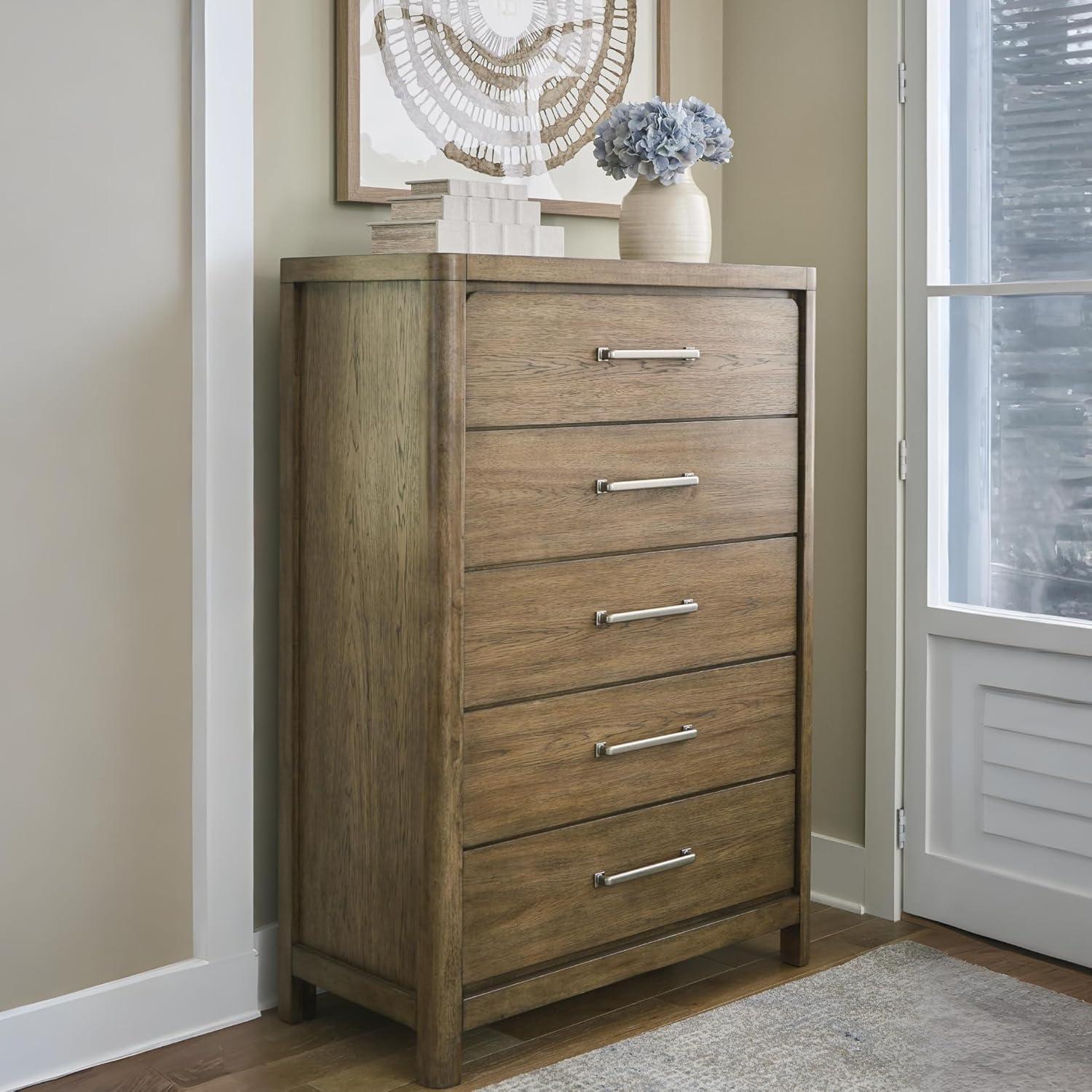 imageSignature Design by Ashley Cabalynn Casual 5 Drawer Chest with Feltlined Top Drawer for Bedroom Light Brown