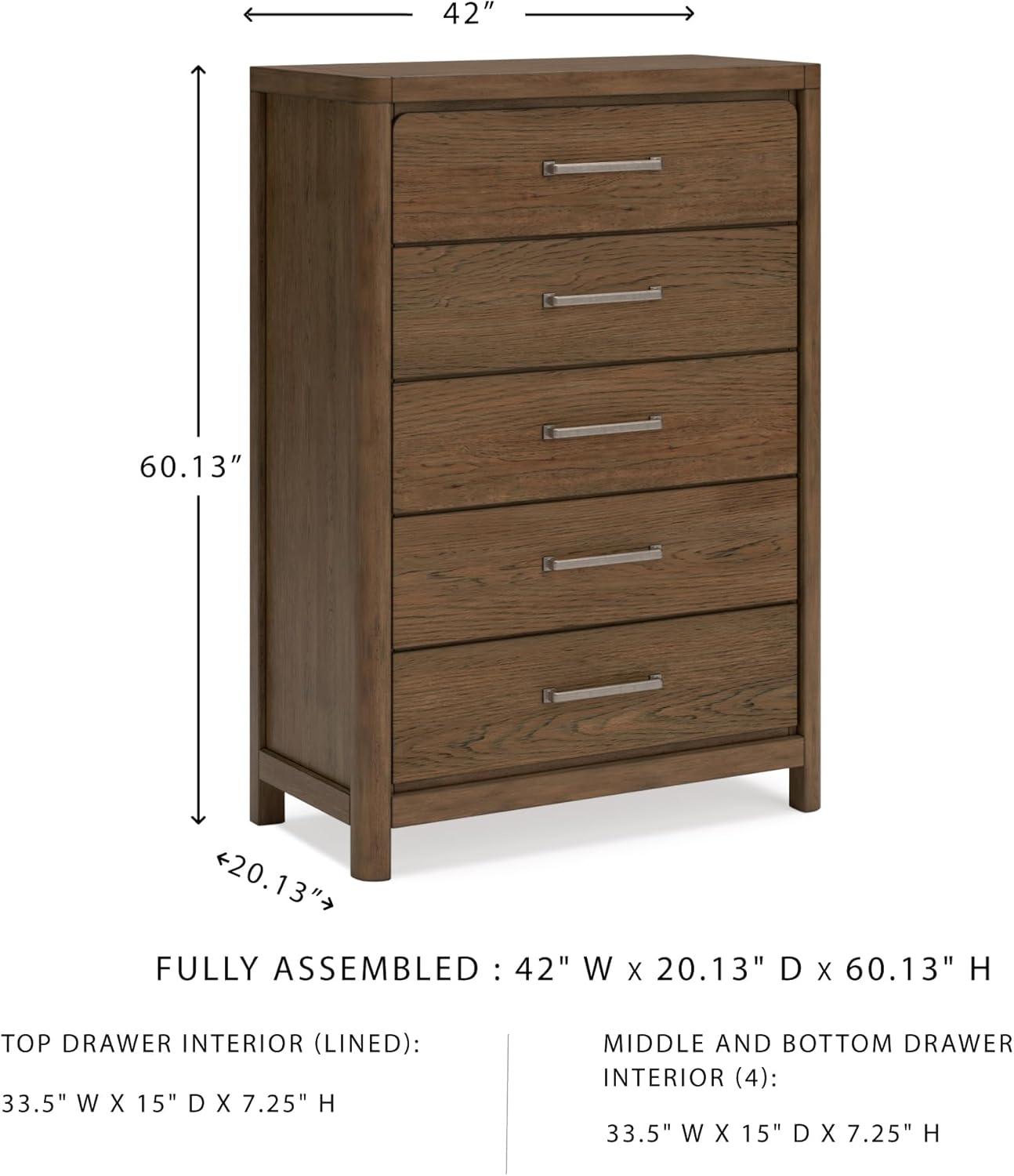imageSignature Design by Ashley Cabalynn Casual 5 Drawer Chest with Feltlined Top Drawer for Bedroom Light Brown