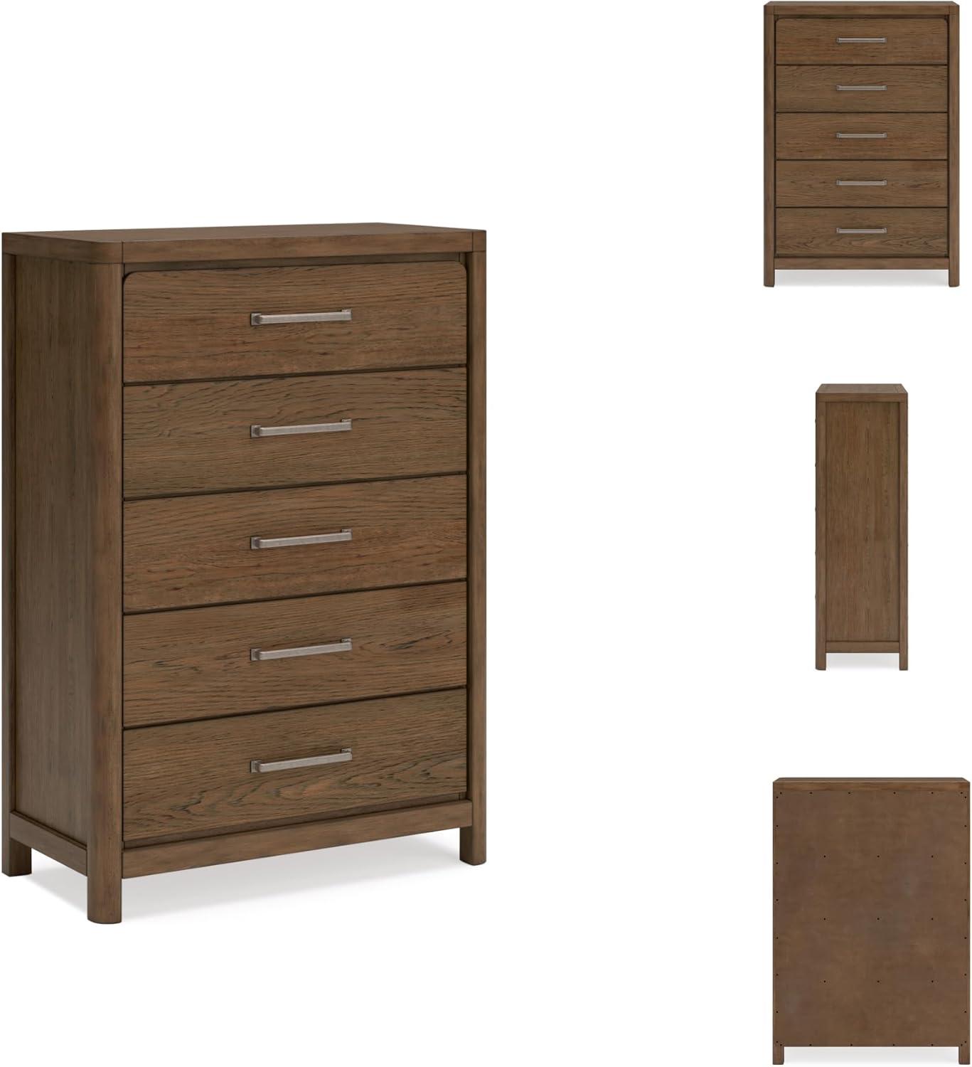 imageSignature Design by Ashley Cabalynn Casual 5 Drawer Chest with Feltlined Top Drawer for Bedroom Light Brown
