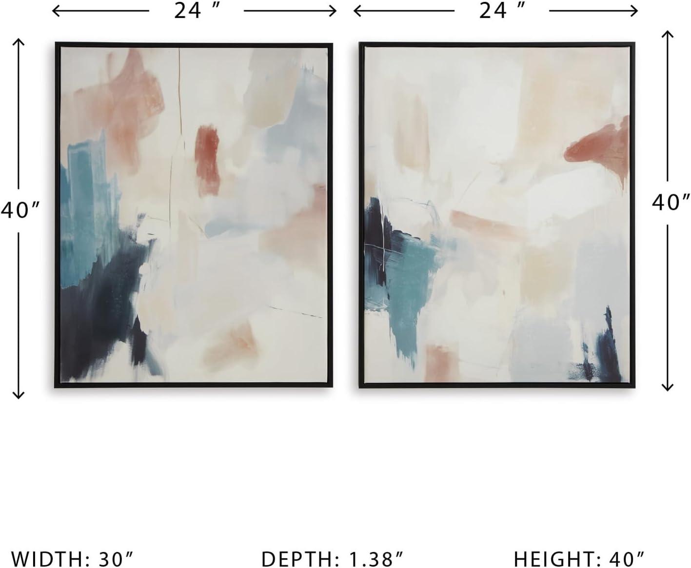 imageSignature Design by Ashley Caldish Contemporary Rectangular Handpainted Wall Art Set 24 x 30 Inches Set of 2 Blue amp White