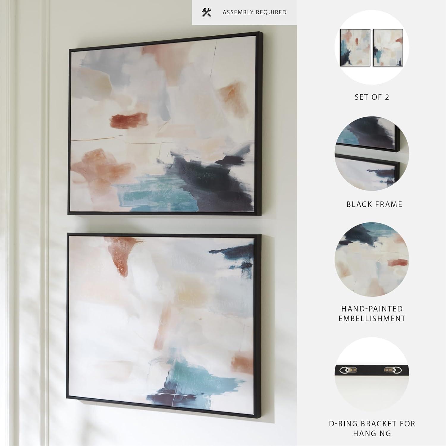 imageSignature Design by Ashley Caldish Contemporary Rectangular Handpainted Wall Art Set 24 x 30 Inches Set of 2 Blue amp White