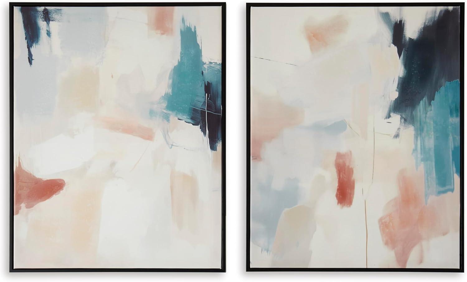imageSignature Design by Ashley Caldish Contemporary Rectangular Handpainted Wall Art Set 24 x 30 Inches Set of 2 Blue amp White