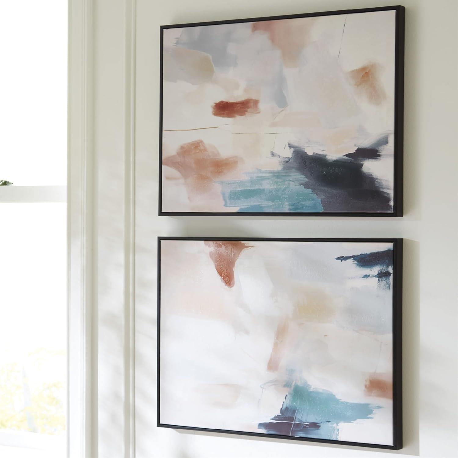 imageSignature Design by Ashley Caldish Contemporary Rectangular Handpainted Wall Art Set 24 x 30 Inches Set of 2 Blue amp White