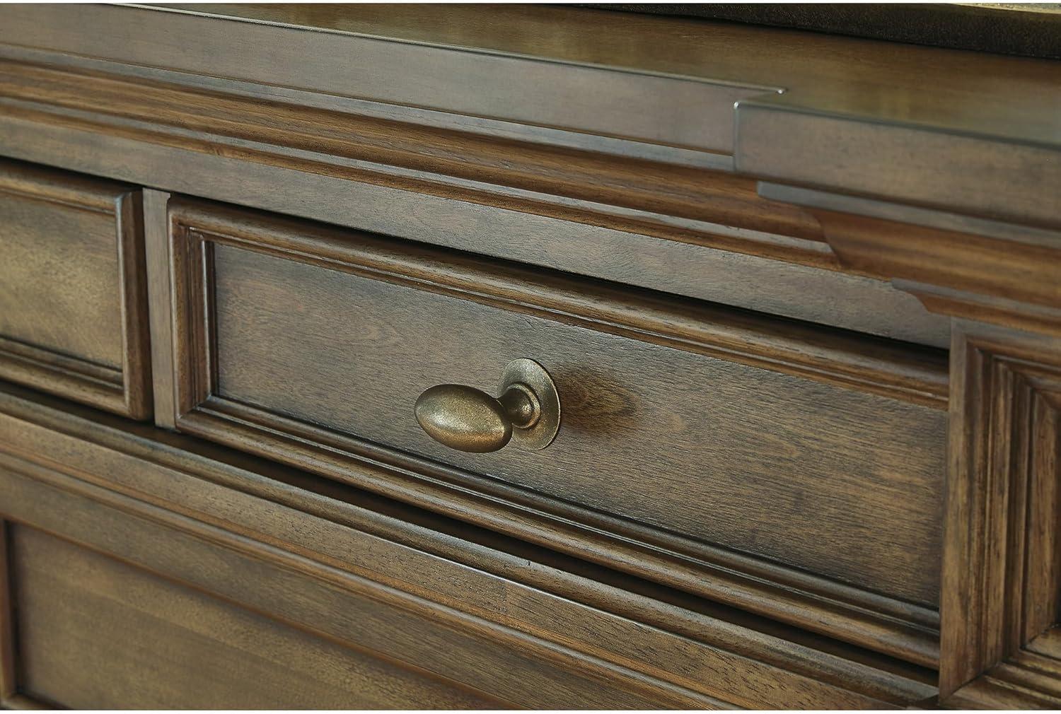 imageSignature Design by Ashley Channley Dresser and Mirror Set 9 SmoothGliding Drawers with FeltLined Tops Hardwood Solids Birch Veneer and MDF Brown Bedroom Storage