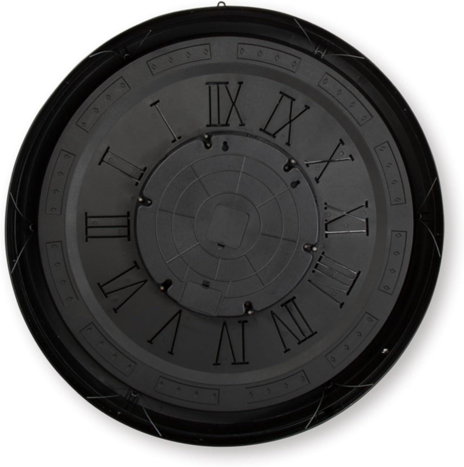 imageSignature Design by Ashley Dairton Traditional Metal Analog Quartz Wall Clock with Roman Numerals and Moving Gears Black amp Metallic