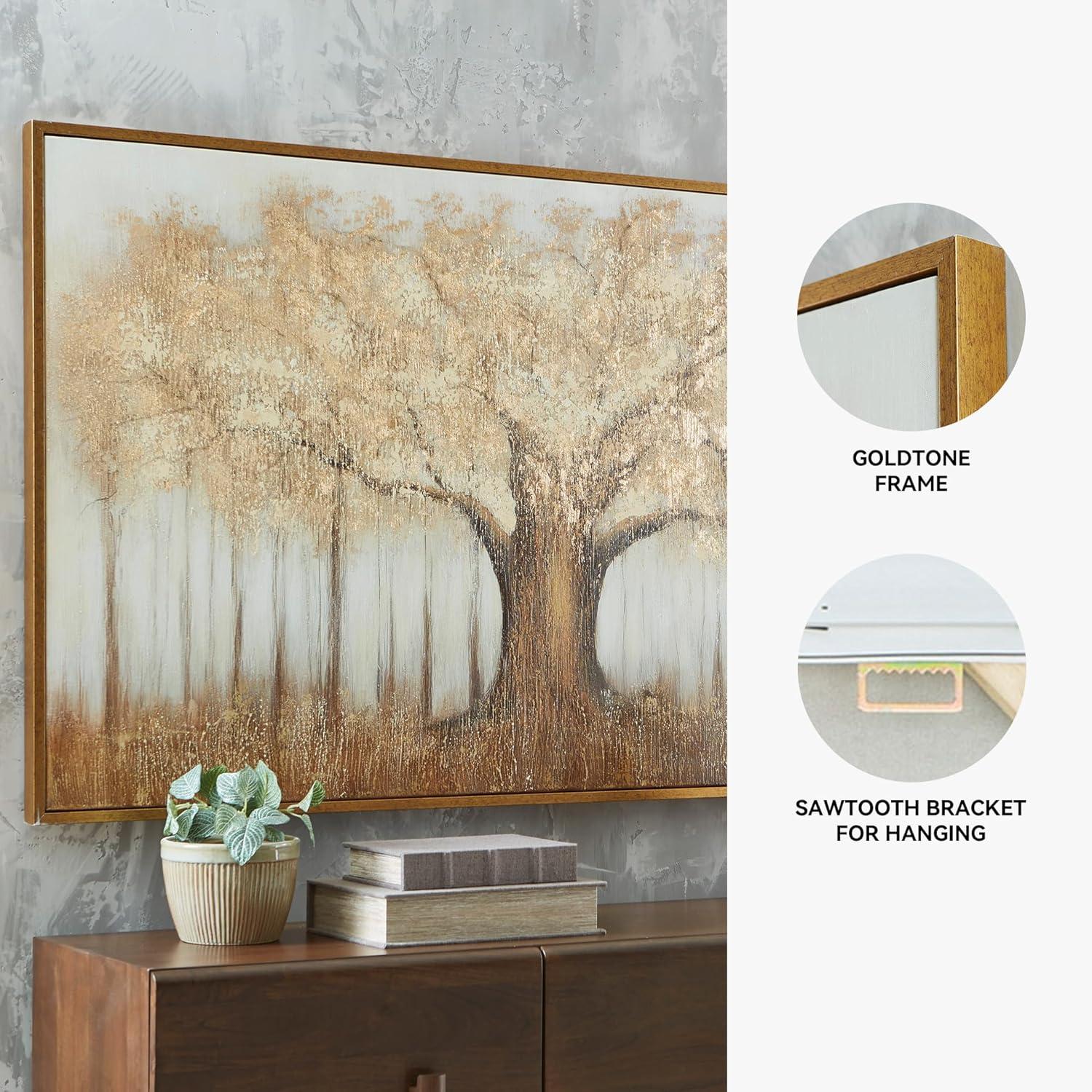 imageSignature Design by Ashley Dalewick Contemporary Hand Painted Tree Wall Art 60 x 36 Inches Metallic amp Light Brown