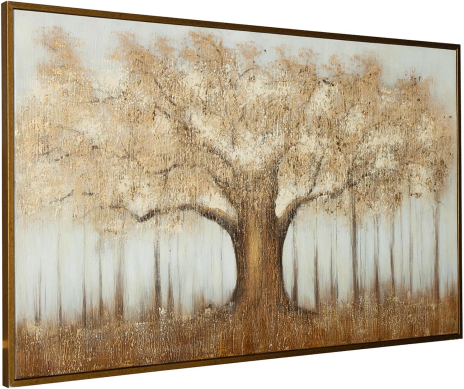 imageSignature Design by Ashley Dalewick Contemporary Hand Painted Tree Wall Art 60 x 36 Inches Metallic amp Light Brown